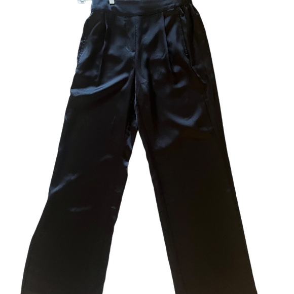 Satiny Tuxedo Waist Elastic Back Evening Business Party Slacks - Picture 1 of 4